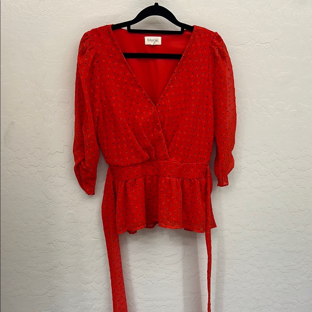 Meraki Red Wrap Top